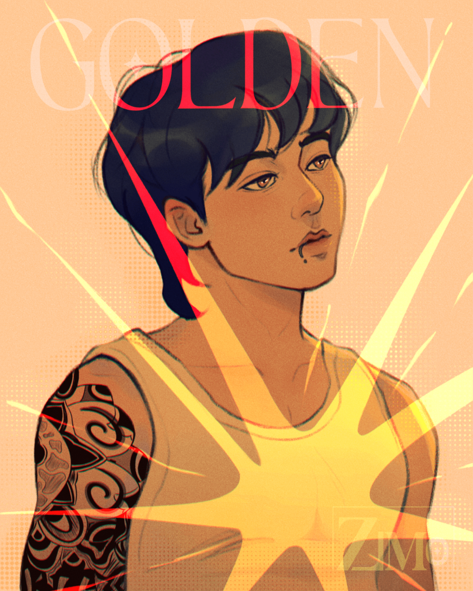 BTS Jungkook Birthday Celebratory Poster Art - Golden Photoshoot Portrait