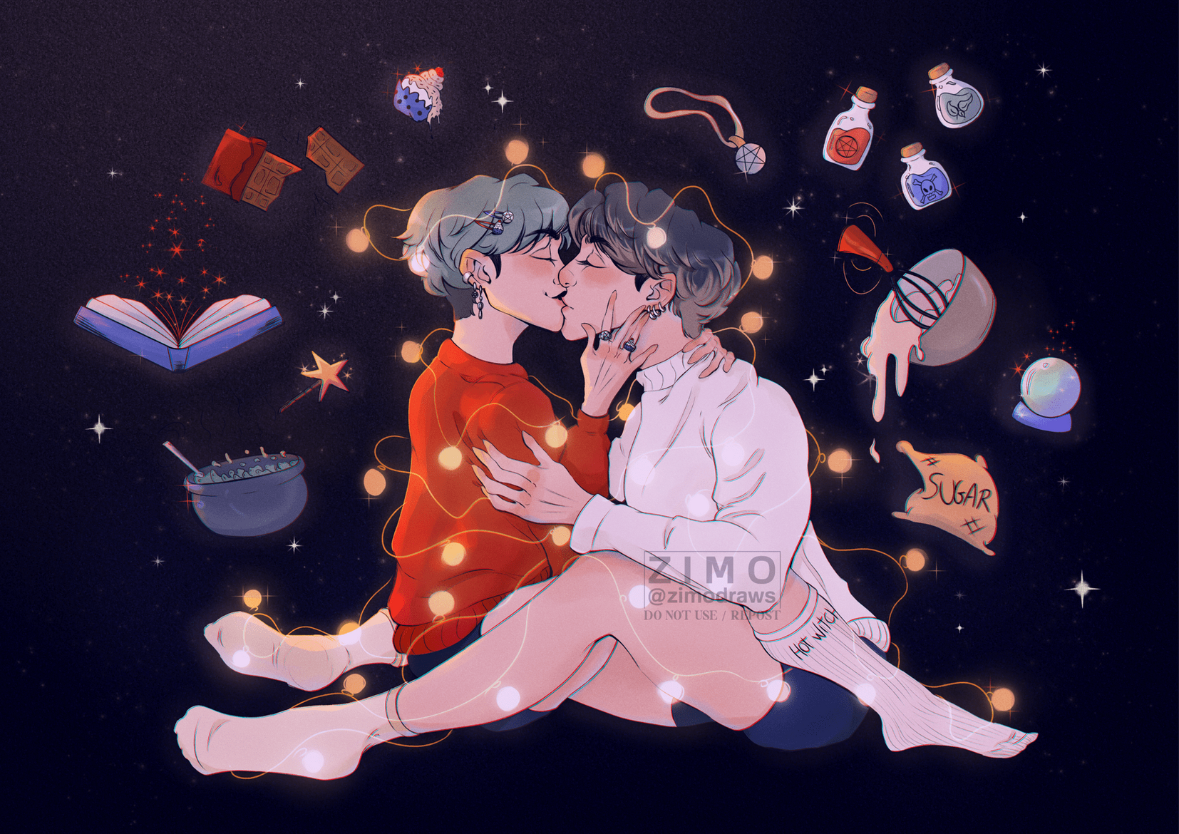 Jikook - BTS Jungkook and Jimin - Gay Couple Soft Art - Commissioned Work